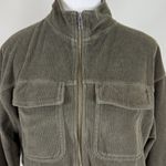 Aerie ‘Groove On’ velour Corduroy Cropped Streetwear Jacket Olive Green Small Photo 4