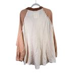 Aerie Pool to Party Gauzy Cover Up Shirt Oversized Tan Colorblock Womens XXL Photo 6