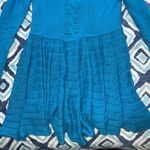 Anthropologie Leifnotes Ruffle Stitch Blue Cardigan Sweater Blue Knit Photo 5