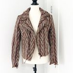 Bob Timberlake  XS Burgundy Brown Full Zip Jacquard Moto Jacket Sweater Photo 1