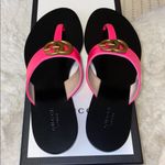 Gucci  Women's Neon Pink and Black GG Sandals Photo 4