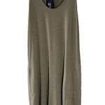 Seven7  Women's Size M Olive Midi Tank Dress Sleeveless Minimalist Lounge Pockets Photo 0