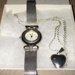 Cherokee New 2pc Silver Watch & Sparkling Locket Necklace Photo 3