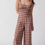 Urban Outfitters  Ecote Lovas Linen Strappy-Back Brown‎ Patterned Jumpsuit Large Photo 0