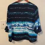 Rafaella Blue Tie Front Relaxed Blouse Photo 2