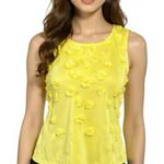 Ann Taylor Yellow 3D Floral Sleeveless Blouse Womens Top Size S Preppy Chic Photo 0