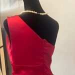 David's Bridal Elegant Red One-Shoulder Dress Photo 3
