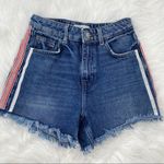 Mango  High Waisted Festival‎ Striped Jean Shorts 2 cut off denim concert rocker Photo 0