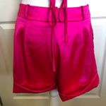 Luxxel Hot Pink Satin Cowl Neck Crop Top And Shorts Set Size M Photo 5