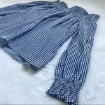 En Crême En Crème Navy Gingham Off-the-shoulder Blouse Photo 2