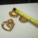 Heart Shape Brooch Pin 1 With Faux Pearl 2 Blue Rhinestone Gold Tone Lot Of 3 Photo 7