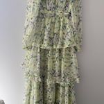 Mac Duggal Green Floral Chiffon Gown Photo 10