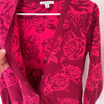 Isaac Mizrahi Live Jacquard Rose Boyfriend Cardigan Women Size Small Photo 7