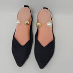 Ballet Flats Beaded Ankle Dressy Fashion Comfort Pointed Toes Shoes Black Sz 38 Photo 4