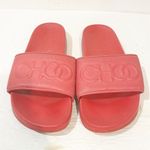 Jimmy Choo  Womens 39/9 Azari/F Leather Embossed Slides Sandals Dragon Fruit Pink Photo 1