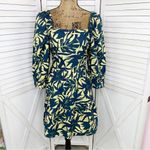 Ba&sh  Winny Tropical Palm Print Tiered Mini Dress Yellow Blue Small Photo 1