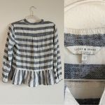 Lucky Brand Light Blue & White Stripe Ruffle Hem Peplum Popover Top Blouse Photo 3