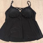 Aqua Green PLUS Size 20 20W 2X Black Strappy Swim Tankini Top Swimsuit Lace Up Photo 2