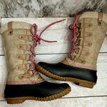 Esprit Espirit Women Sz 7 Pink Tan Belinda Muck Boots Farmcore Lace Up Tall Duck Shoes Photo 7