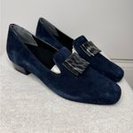 Ros Hommerson Treasure Navy Blue Suede Pumps Loafers with Silver Accent 7 Photo 4