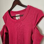 Chaser  Sweatshirt Top Cold Shoulder Crewneck Pink Long Sleeve Casual Athleisure Photo 1