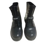 DKNY  Tibby Combat Boot Women's SZ 9 Black Patent Leather Rubber Waterproof Rain Photo 2