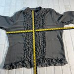 Norma Kamali  Blouse Womens XXL Gray Sheer Button Down Ruffle Bib Whimsical‎ Photo 1