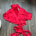 Dynamite  Red Wrap Around Satin Blouse Photo 0