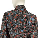 Free People 70s vibe floral button up blouse has ruffle neckline, bishop sleeves Photo 3