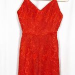 Lovers + Friends x Revolve Songbird Lace V-Neck Tie Back Romper: Red Photo 0