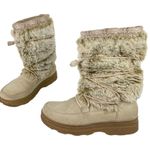 Minnetonka Womens Faux Fur Leather Boot Sz 7 Tan Western Aztec Photo 3