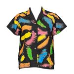 BIG BUD Pantry Button Up Blouse, Rainbow Paint Stroke, XXS Black Photo 1