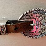 Ariat Women’s Handcrafted Brown Leather Belt Limited Edition Rhinestone Buckle Photo 5