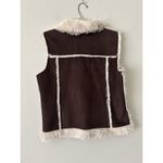 Faded Glory Vintage Y2K  Faux Shearling Suede Zip Vest Sherpa Lined Size Medium Photo 1