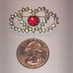 Angel Brand Elegant Silver Tone and Red Rhinestone Heart Brooch Photo 5