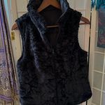 CAbi Black Reversible Faux Fur Lined Full Zip Jacket Vest Photo 3