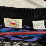 Marsh Landing  Black and Purple Shetland Wool Cardigan L Photo 4