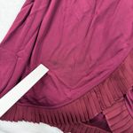 Tory Burch  Whitney Wrap ASO Burgundy Pleated Ruffle Wrap Midi Dress S P READ Photo 2