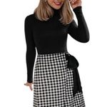 Fancyinn Flannel Plaid A Line Skirt High Waist Faux Wrap Size Large Black White Lined Photo 3