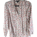 Velvet Heart Womens Cherry Print Button-Down Blouse Tie Collar M White/Red Photo 0