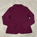 Fair Indigo Blazer Womens Medium Organic Pima Cotton Burgundy 3 Button Jacket Purple Photo 3