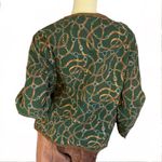 Jones New York  SPORT VINTAGE 1990'S EQUINE GREEN & BROWN QUILTED JACKET (M) Photo 3
