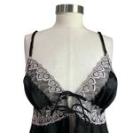 Source Unknown Y2K Dark Romantic Front Double Tie Black Heart Lace Trim Tank Top Sz M/L Photo 6