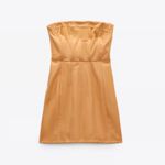 ZARA  Blogger Fav Caramel Color Faux Leather Strapless Mini Dress Photo 4