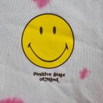 H&M  Smiley Collaboration Positive Pullover Hoodie Women's Size Large Tye Dye Photo 5
