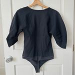 EXPRESS NEW! Black Fitted Ponte Square Neck Puff Sleeve Bodysuit Size S Photo 4