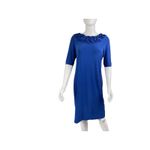 TAYLOR Navy Blue Shift Dress Polyester‎ Short Sleeve Rosette Collar Detail Sz 6 Photo 1