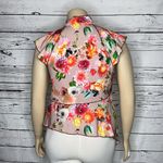 ZARA  Woman Size XL Floral Print Asymmetrical Hem Oriental Blouse Top Photo 3