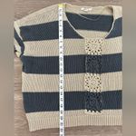 O'Neill Sweater Womens Size L Blue Cream Stripe Crochet Y2K Beachy Coastal Boho Photo 12