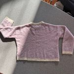 Free People Alpaca Wool Blend Cropped Sweater. Lilac With Cream Trim Crew Neck Photo 1